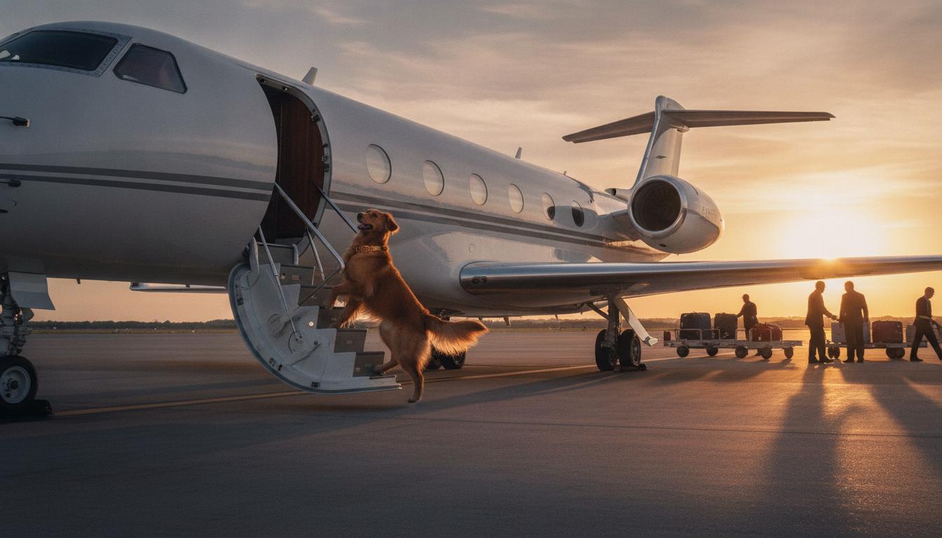 Private jet with dog